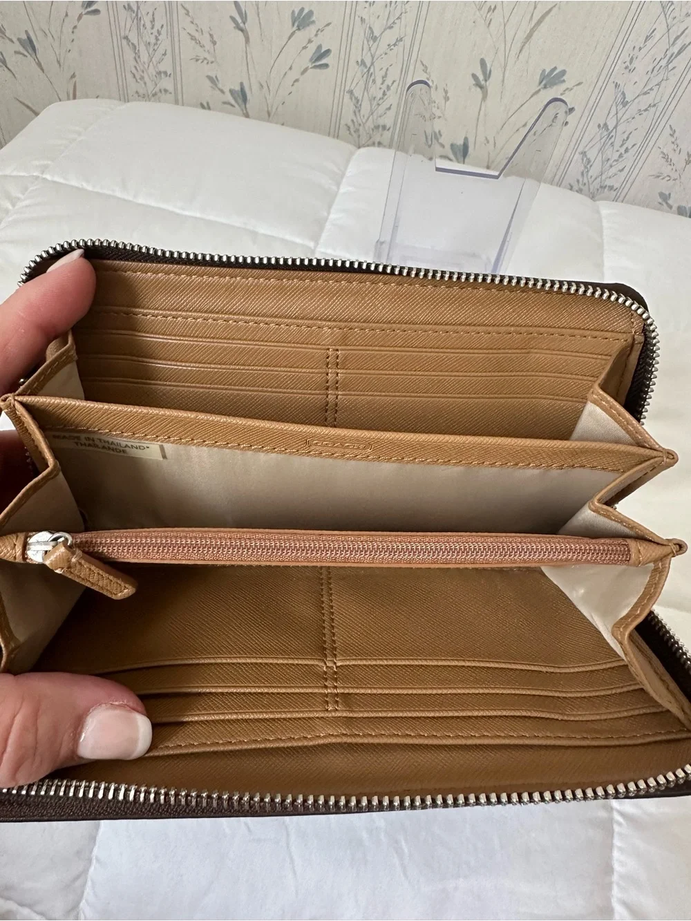 Coach Brown Signature Canvas Zip Wallet
